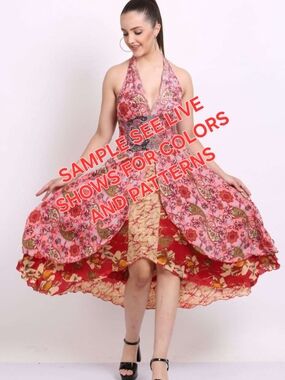 SEE LIVE SHOWS FOR COLORS LIKE MY LIVE FLYER Silk Halter Dress W/Layered Skirt